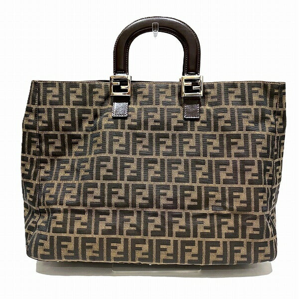 Fendi Zucca Nylon Jacquard Leather Tote Bag