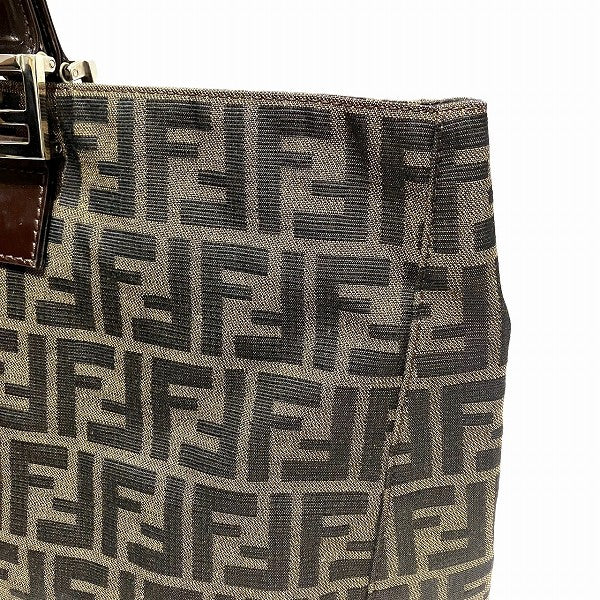 Fendi Zucca Nylon Jacquard Leather Tote Bag