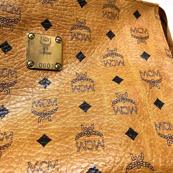 MCM Brown Leather Logo Clutch Bag