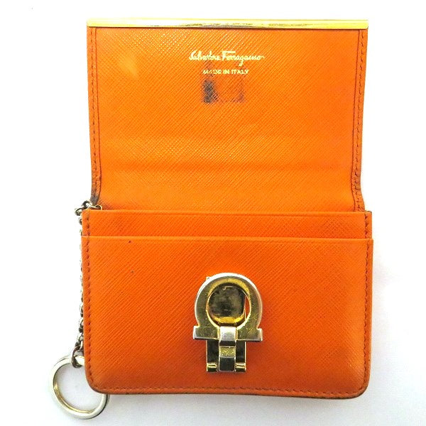 Salvatore Ferragamo Leather Gancini Clip Card Holder in Good Condition