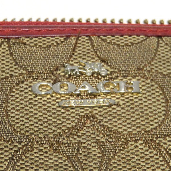 Coach Signature Canvas Leather Long Wallet F54633 in Fair Condition