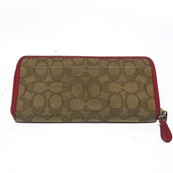 Coach Signature Canvas Leather Long Wallet F54633 in Fair Condition