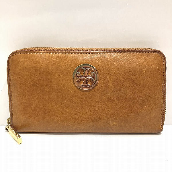 Tory Burch Leather Round Zipper Long Wallet in Good Condition