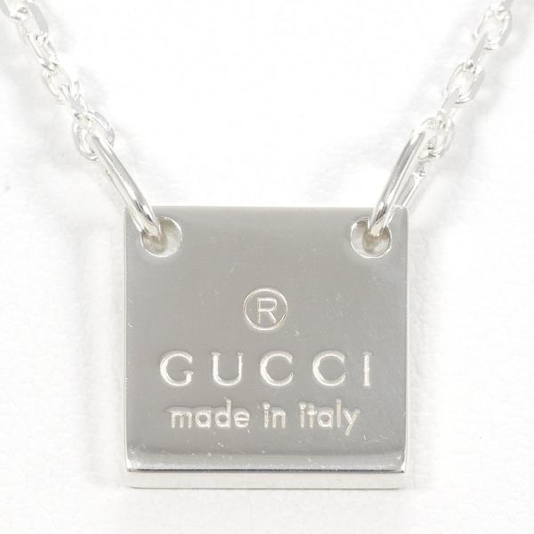 Gucci Silver Square Logo Plate Necklace in Pristine Condition