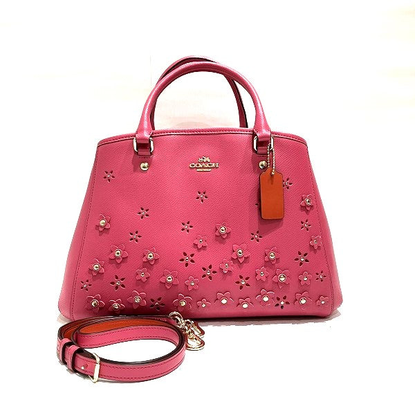 Coach Leather Flower Motif 2WAY Bag