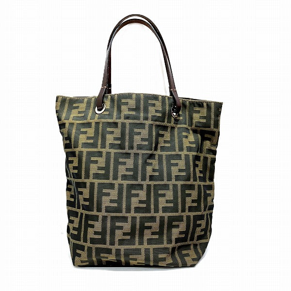 Fendi Zucca Canvas Leather Tote Bag in Good Condition