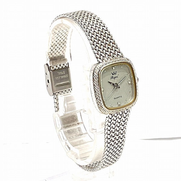 Regal G-6106 Quartz Square Gray Dial Stainless Steel Ladies Watch in Fair Condition