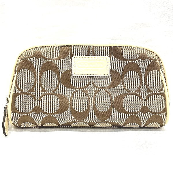 Coach Signature Canvas Enamel Pouch Cosmetic Bag in Good Condition