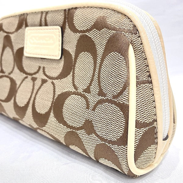 Coach Signature Canvas Enamel Pouch Cosmetic Bag in Good Condition