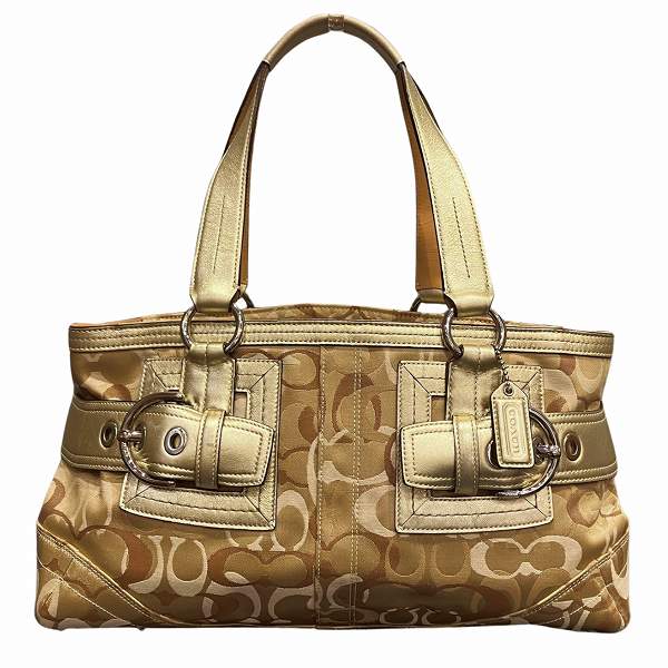 Coach Signature Canvas Leather Tote Bag 0494 in Good Condition