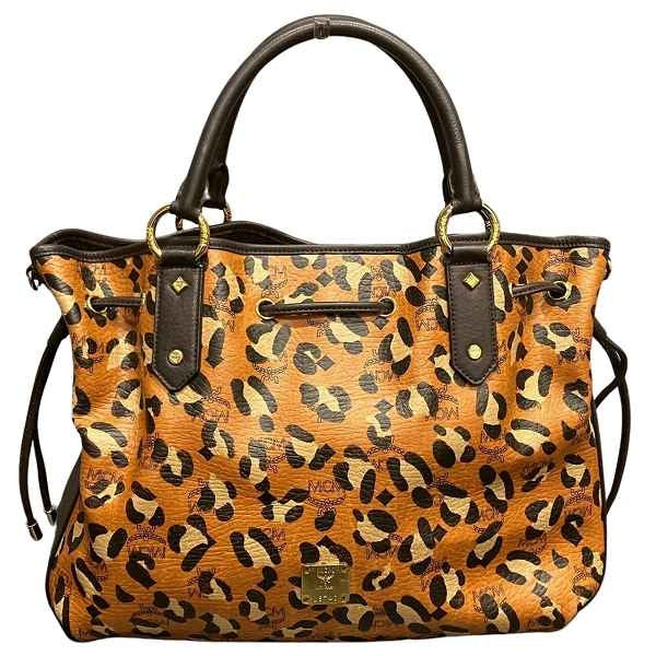 MCM Leopard Print Leather Tote Bag in Good Condition