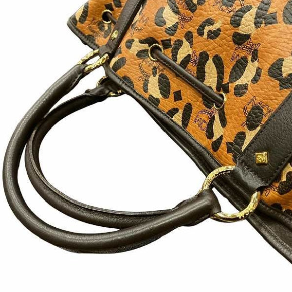 MCM Leopard Print Leather Tote Bag