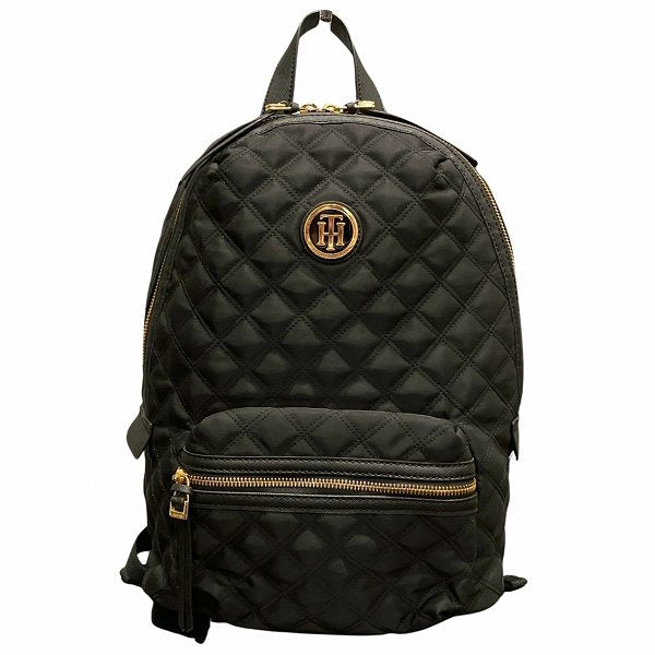 Tommy Hilfiger Nylon Quilted Black Backpack in Good Condition