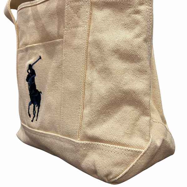 Polo Ralph Lauren Big Pony Cotton Tote Shoulder Bag Unisex in Good Condition