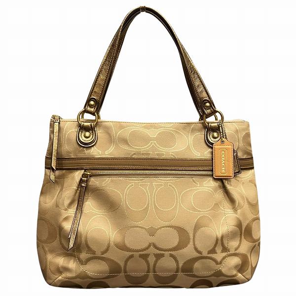 Coach Signature Canvas Leather Tote Bag 18979