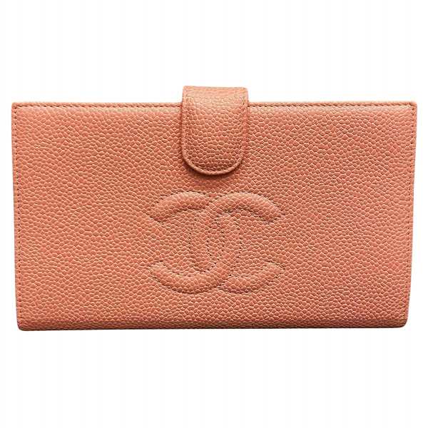 Chanel Caviar Skin Coco Mark Long Wallet A13498 in Good Condition