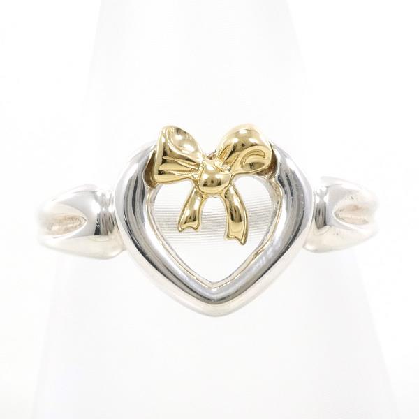 Tiffany & Co K18 Yellow Gold 925 Silver Heart with Bow Ring Size 11 in Excellent Condition