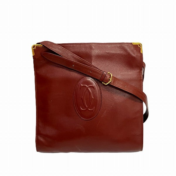 Cartier Must Line Leather Bordeaux Shoulder Bag in Fair Condition