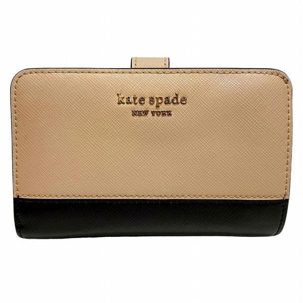 Kate Spade Leather Bicolor L-Zip Bifold Wallet PWR00279 in Good Condition