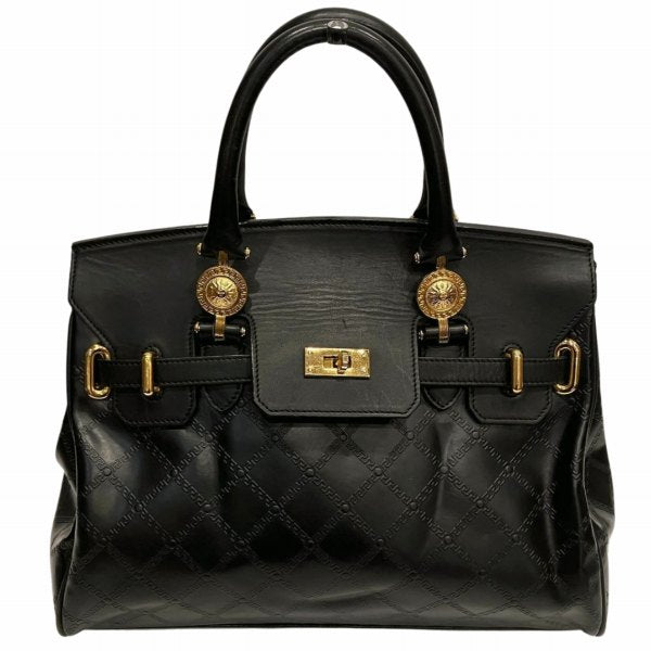 Versace Sunburst Leather Black Handbag in Good Condition