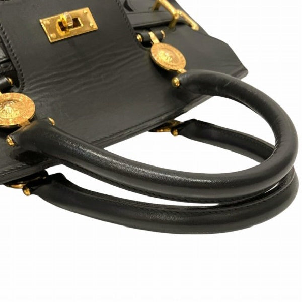 Versace Sunburst Leather Black Handbag in Good Condition