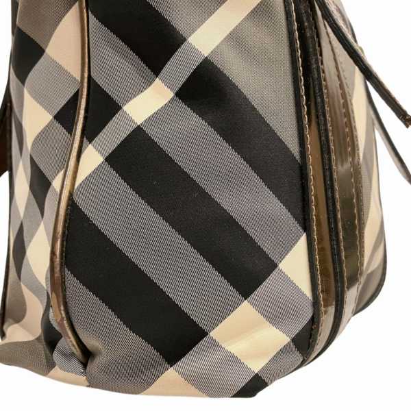 Burberry Nylon Patent Leather Check Tote Bag