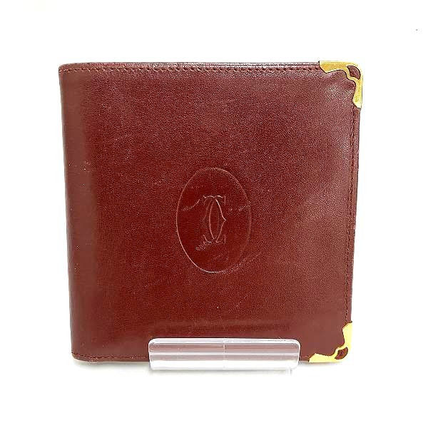 Cartier Must Line Bordeaux Leather Bifold Wallet in Good Condition