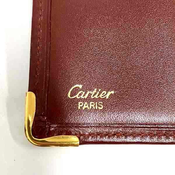 Cartier Must Line Bordeaux Leather Bifold Wallet in Good Condition