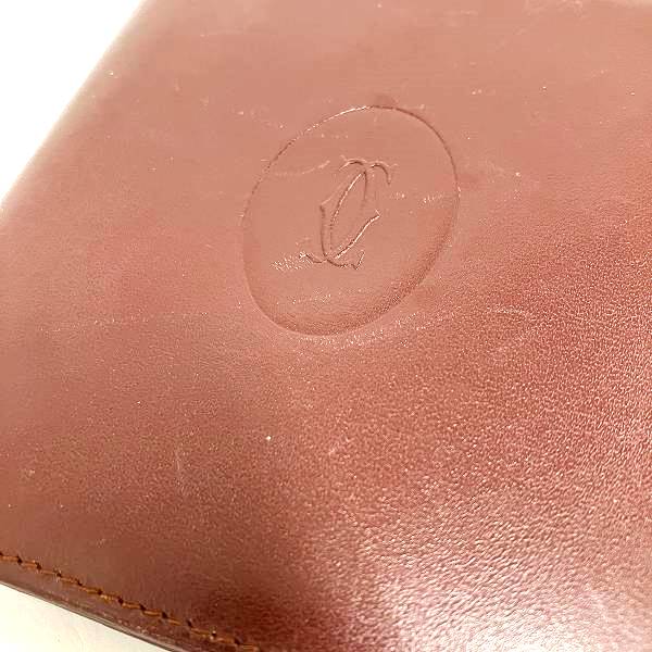 Cartier Must Line Bordeaux Leather Bifold Wallet in Good Condition