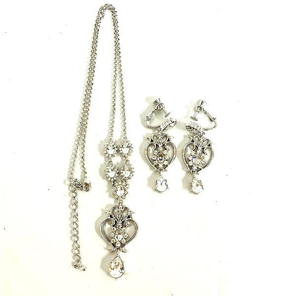 Samantha Tiara Bridal Heart Necklace Earring Set in Great Condition