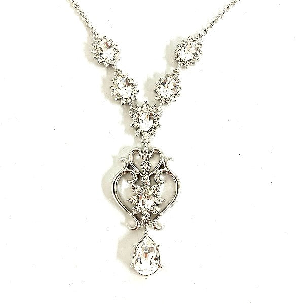 Samantha Tiara Bridal Heart Necklace Earring Set in Great Condition