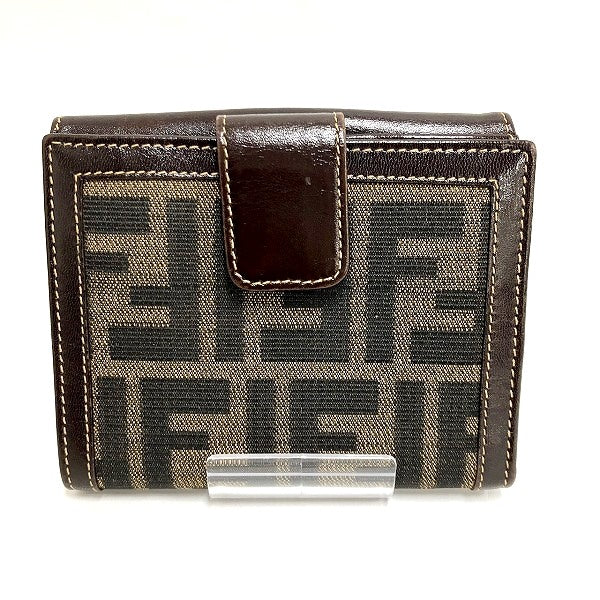 Fendi Zucca Canvas Leather Bifold Wallet in Good Condition