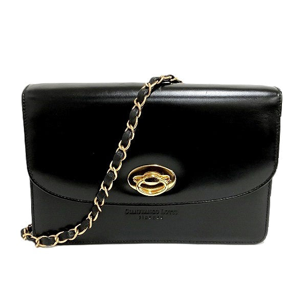 Gianfranco Lotti Black Leather Chain Shoulder Bag