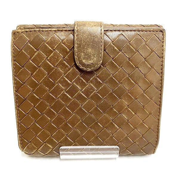 Bottega Veneta Brown Leather Intrecciato Bifold Wallet in Good Condition