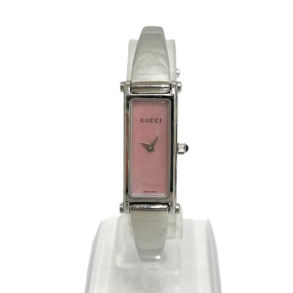 Gucci 1500L Stainless Steel Quartz Pink Shell Dial Bangle Watch in Good Condition