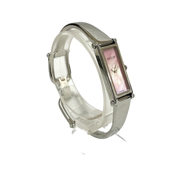 Gucci 1500L Stainless Steel Quartz Pink Shell Dial Bangle Watch in Good Condition