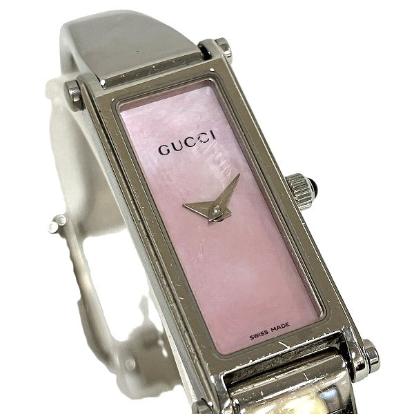 Gucci 1500L Stainless Steel Quartz Pink Shell Dial Bangle Watch in Good Condition