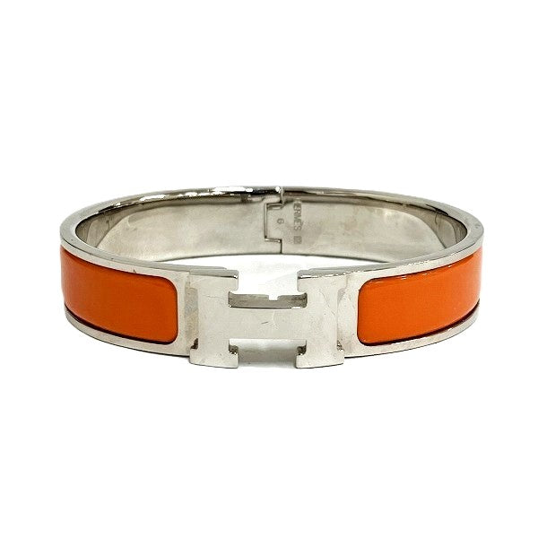 Hermes Click Clack PM H Bracelet Silver Orange