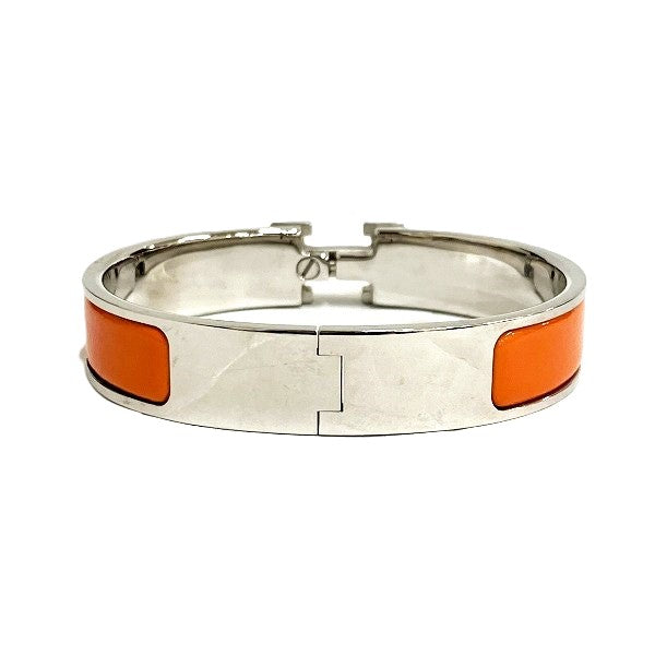 Hermes Click Clack PM H Bracelet Silver Orange