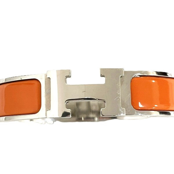 Hermes Click Clack PM H Bracelet Silver Orange