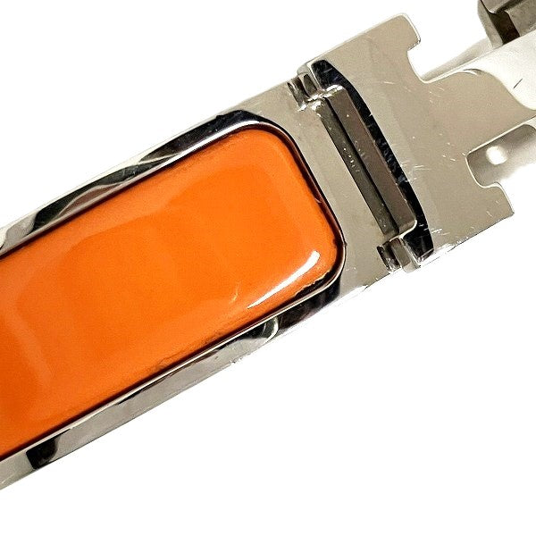 Hermes Click Clack PM H Bracelet Silver Orange