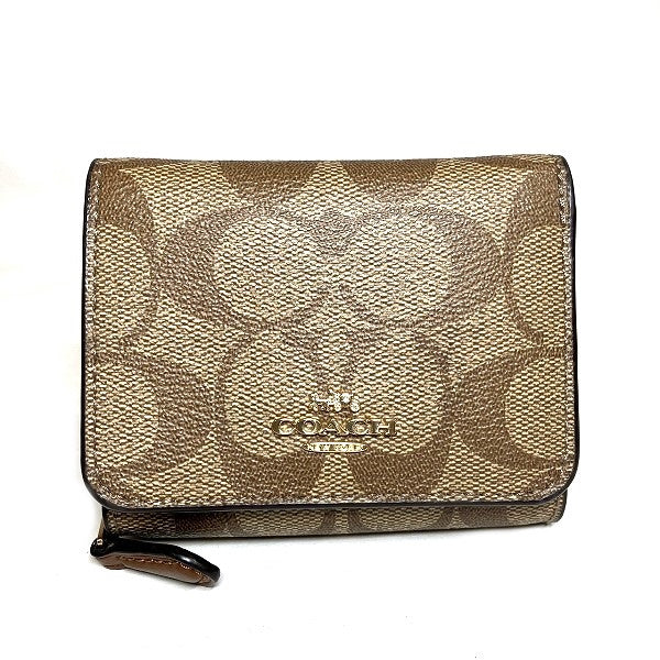 Coach Signature PVC Trifold Wallet F41302 in Good Condition