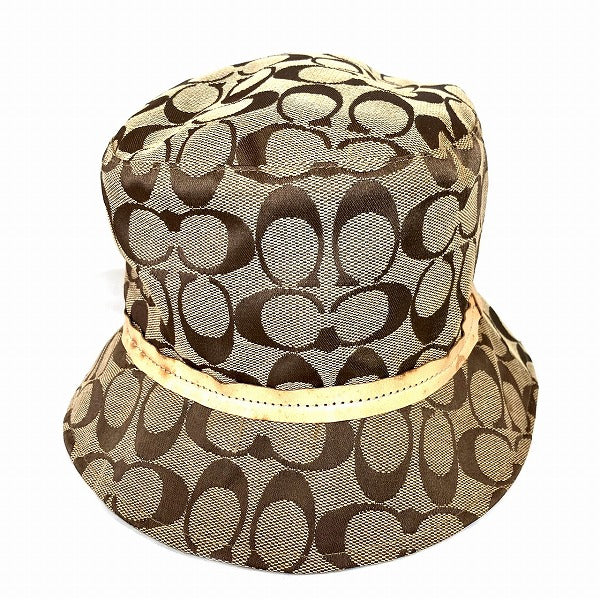 Coach Signature Canvas Leather Hat