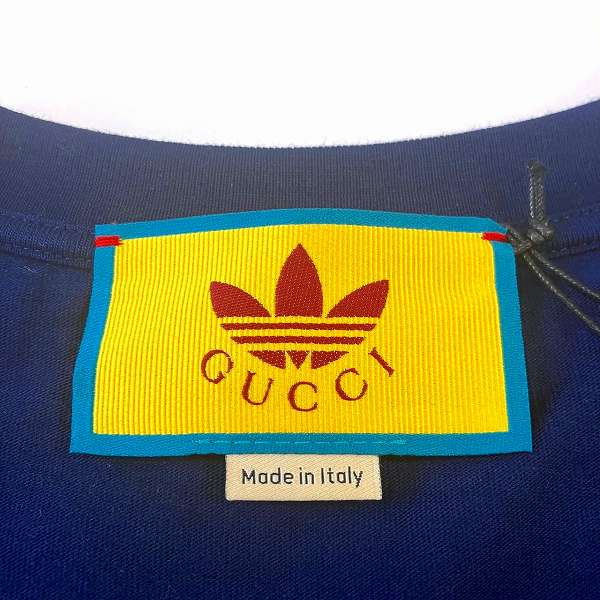 Gucci Adidas Cotton Jersey Logo T-Shirt Navy XS in Pristine Condition