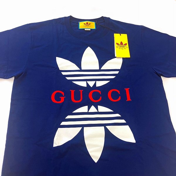 Gucci Adidas Cotton Jersey Logo T-Shirt Navy XS in Pristine Condition