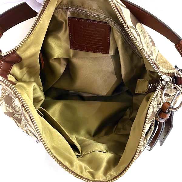 Coach Signature Canvas Embossed Leather Shoulder Bag F17834 in Great Condition