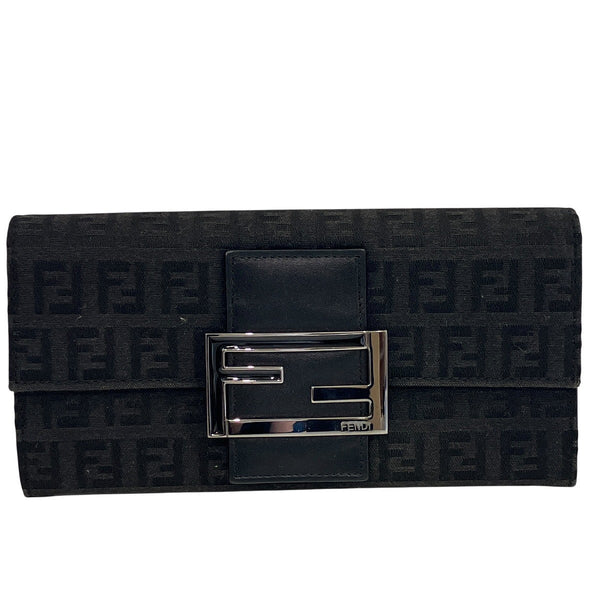 Fendi Zucchino Canvas Leather Long Wallet