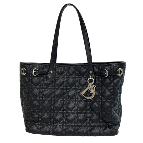 Christian Dior Panarea Cannage Canvas Leather Tote Bag