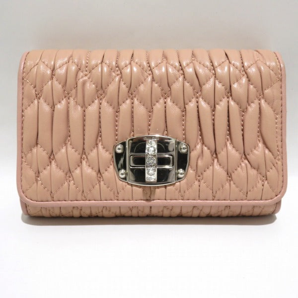 Miu Miu Leather Turn Lock Trifold Wallet in Good Condition