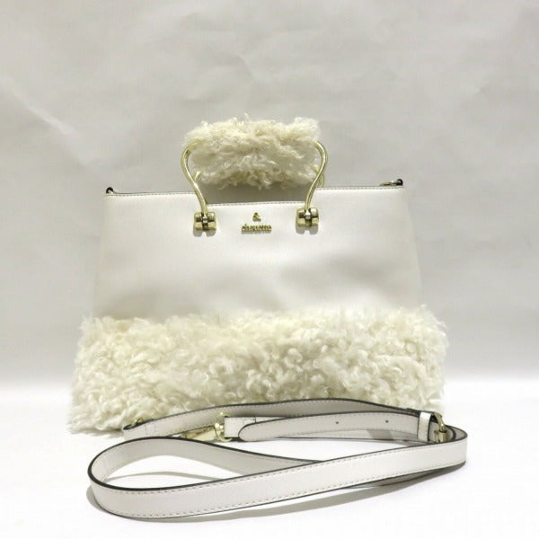 And Chouette 2WAY White Leather Handbag